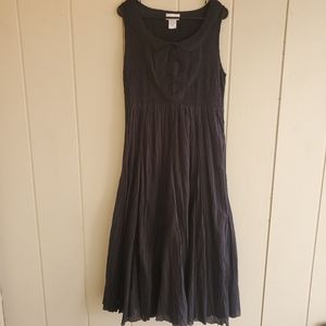 SOFT SURROUNDINGS Dress PXL Shift Maxi Flowy Lined 100% Cotton Black Sle…